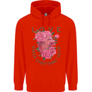 Love Makes Everything Grow Valentines Day Mens 80% Cotton Hoodie Bright Red