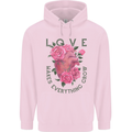 Love Makes Everything Grow Valentines Day Mens 80% Cotton Hoodie Light Pink