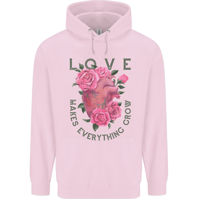 Love Makes Everything Grow Valentines Day Mens 80% Cotton Hoodie Light Pink