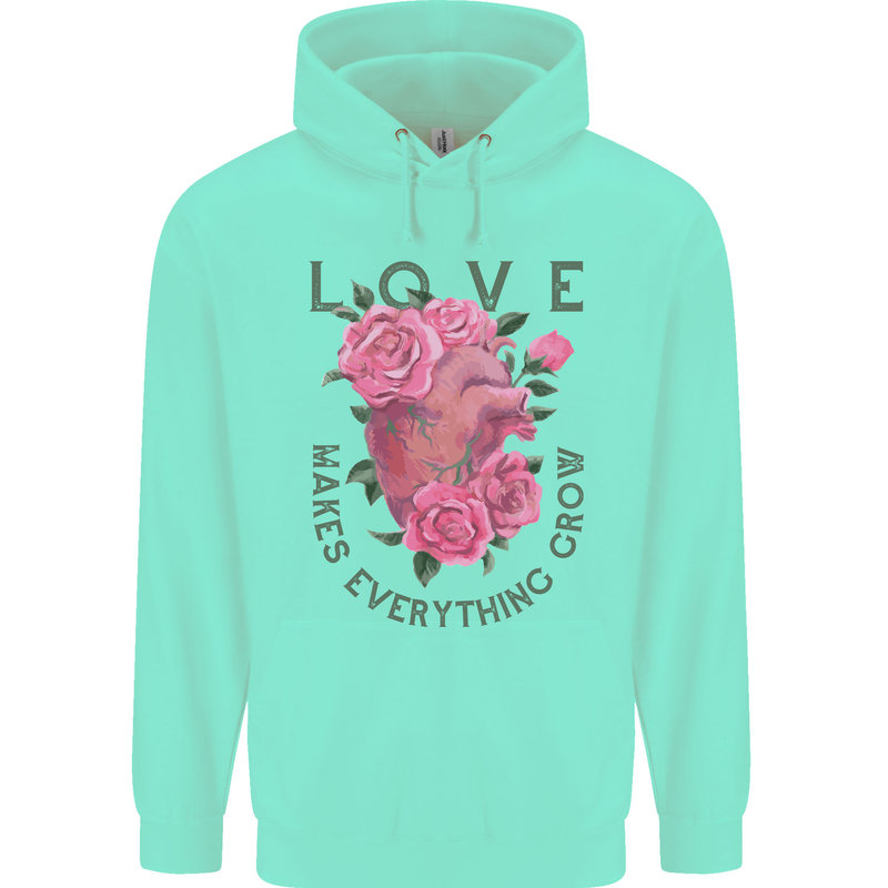 Love Makes Everything Grow Valentines Day Mens 80% Cotton Hoodie Peppermint