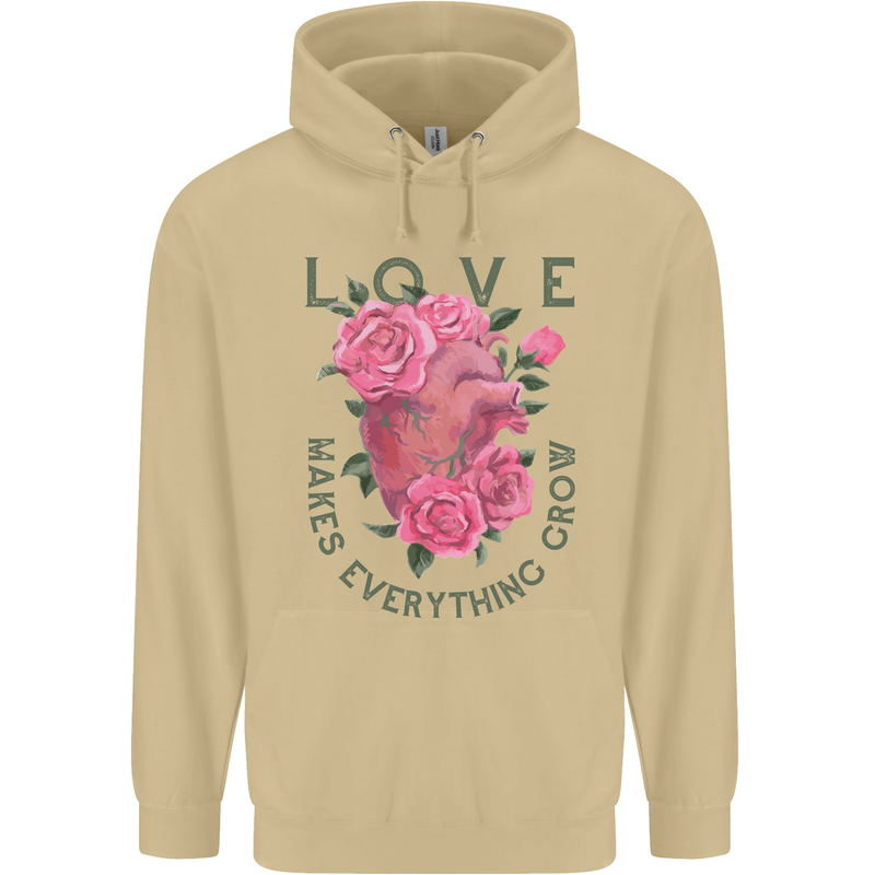 Love Makes Everything Grow Valentines Day Mens 80% Cotton Hoodie Sand