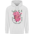 Love Makes Everything Grow Valentines Day Mens 80% Cotton Hoodie White