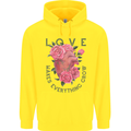 Love Makes Everything Grow Valentines Day Mens 80% Cotton Hoodie Yellow