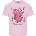 Love Makes Everything Grow Valentines Day Mens Cotton T-Shirt Tee Top Light Pink
