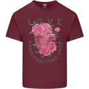 Love Makes Everything Grow Valentines Day Mens Cotton T-Shirt Tee Top Maroon
