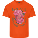 Love Makes Everything Grow Valentines Day Mens Cotton T-Shirt Tee Top Orange
