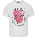 Love Makes Everything Grow Valentines Day Mens Cotton T-Shirt Tee Top White