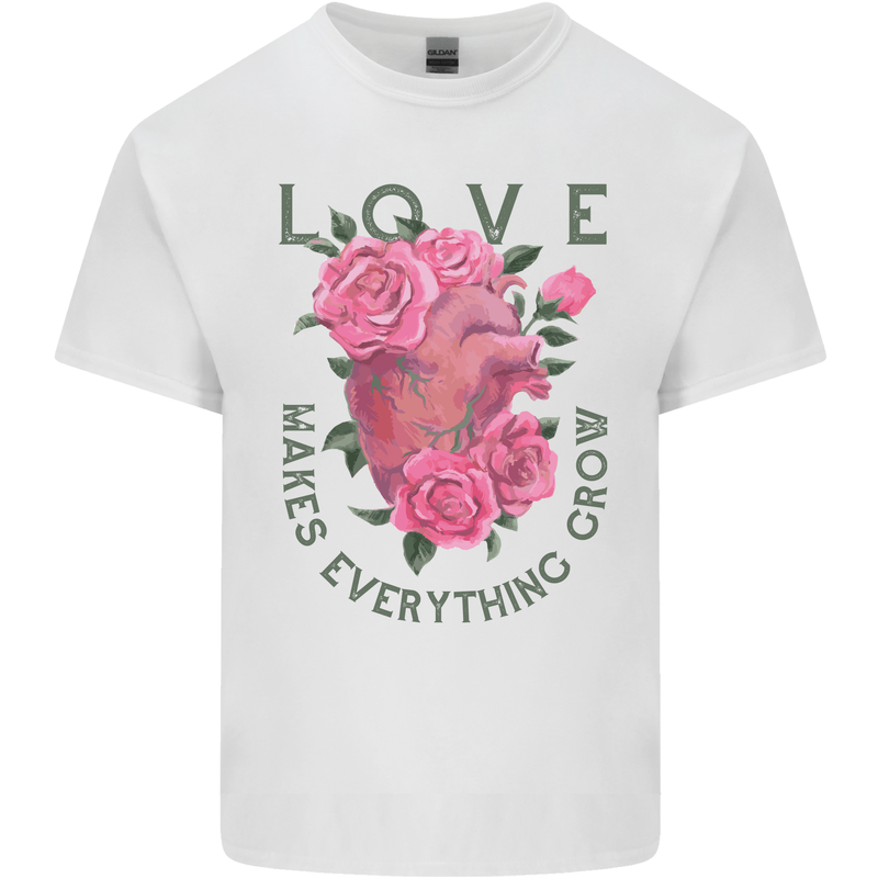 Love Makes Everything Grow Valentines Day Mens Cotton T-Shirt Tee Top White