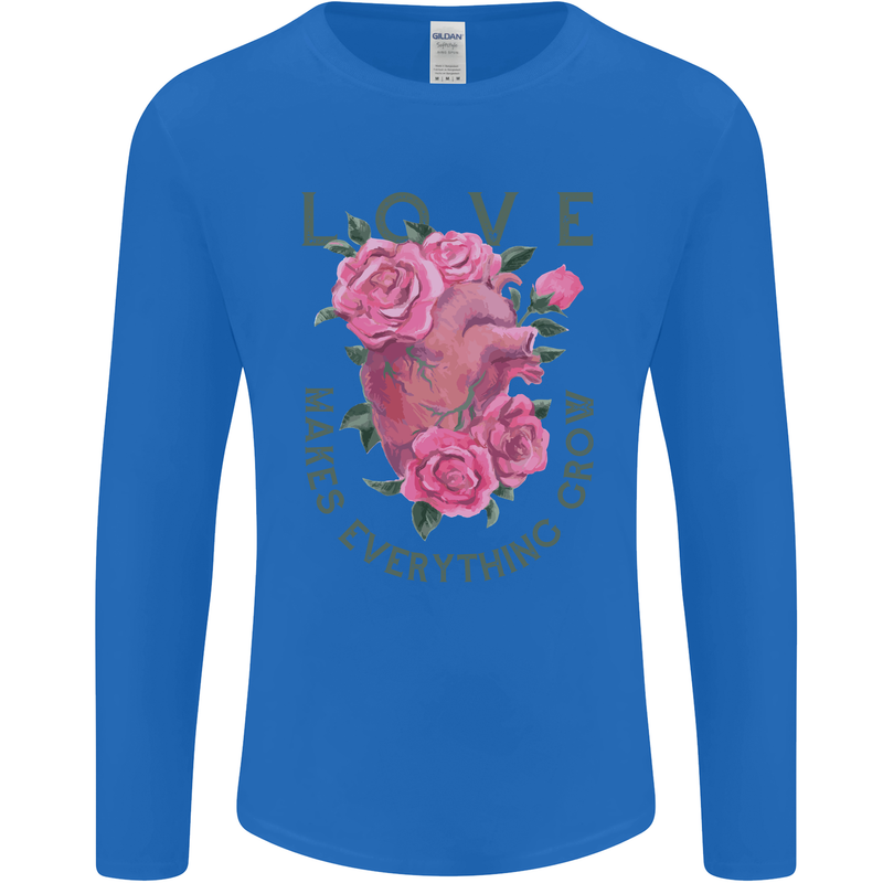 Love Makes Everything Grow Valentines Day Mens Long Sleeve T-Shirt Royal Blue