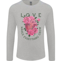 Love Makes Everything Grow Valentines Day Mens Long Sleeve T-Shirt Sports Grey