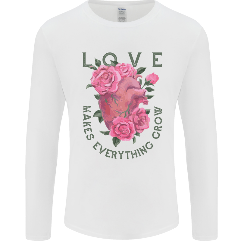 Love Makes Everything Grow Valentines Day Mens Long Sleeve T-Shirt White