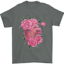 Love Makes Everything Grow Valentines Day Mens T-Shirt 100% Cotton Charcoal