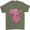 Love Makes Everything Grow Valentines Day Mens T-Shirt 100% Cotton Military Green