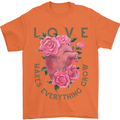 Love Makes Everything Grow Valentines Day Mens T-Shirt 100% Cotton Orange