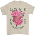 Love Makes Everything Grow Valentines Day Mens T-Shirt 100% Cotton Sand
