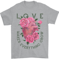Love Makes Everything Grow Valentines Day Mens T-Shirt 100% Cotton Sports Grey