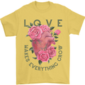 Love Makes Everything Grow Valentines Day Mens T-Shirt 100% Cotton Yellow