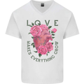 Love Makes Everything Grow Valentines Day Mens V-Neck Cotton T-Shirt White