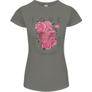 Love Makes Everything Grow Valentines Day Womens Petite Cut T-Shirt Charcoal