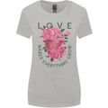 Love Makes Everything Grow Valentines Day Womens Wider Cut T-Shirt Sports Grey