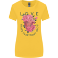 Love Makes Everything Grow Valentines Day Womens Wider Cut T-Shirt Yellow