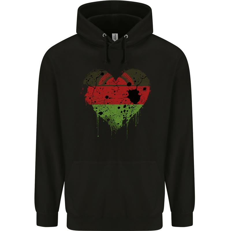 Love Malawi Flag Malawian Day Football Mens 80% Cotton Hoodie Black