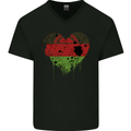 Love Malawi Flag Malawian Day Football Mens V-Neck Cotton T-Shirt Black