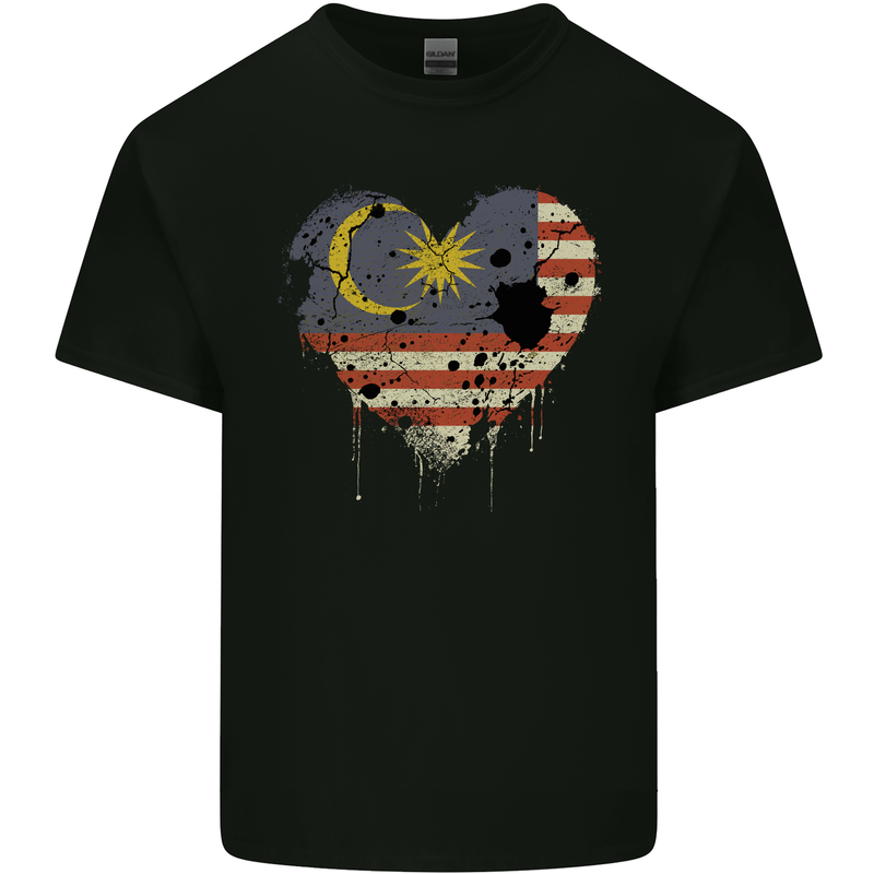 Love Malaysia Flag Malaysian Day Football Mens Cotton T-Shirt Tee Top Black
