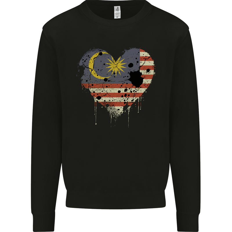 Love Malaysia Flag Malaysian Day Football Mens Sweatshirt Jumper Black
