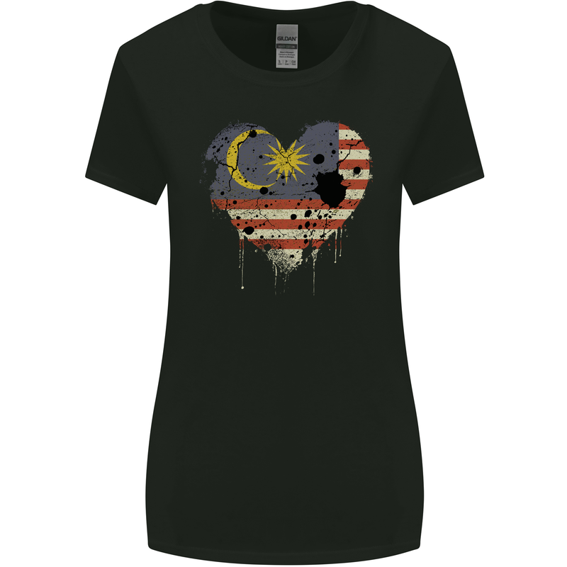 Love Malaysia Flag Malaysian Day Football Womens Wider Cut T-Shirt Black