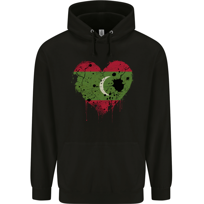 Love Maldives Flag Maldivian Day Football Childrens Kids Hoodie Black