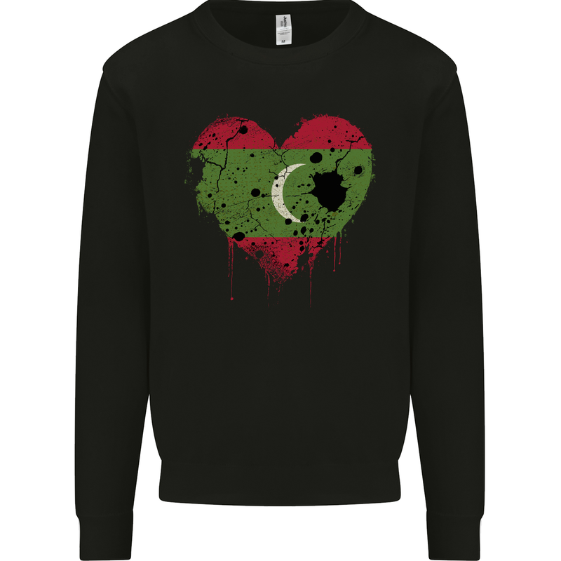 Love Maldives Flag Maldivian Day Football Mens Sweatshirt Jumper Black
