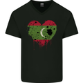 Love Maldives Flag Maldivian Day Football Mens V-Neck Cotton T-Shirt Black