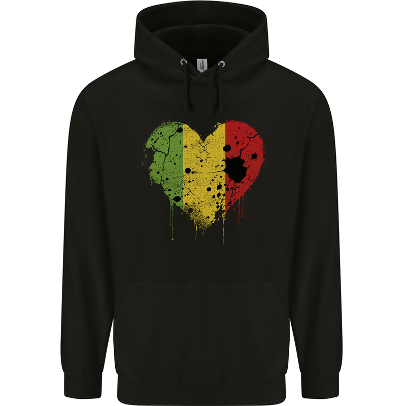 Love Mali Flag Malian Day Football Childrens Kids Hoodie Black