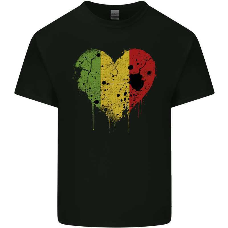 Love Mali Flag Malian Day Football Mens Cotton T-Shirt Tee Top Black