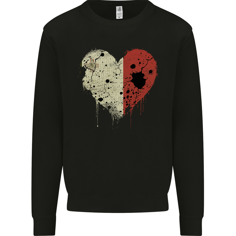 Love Malta Flag Maltese Day Football Mens Sweatshirt Jumper Black