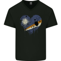 Love Marshall Islands Flag Day Football Mens V-Neck Cotton T-Shirt Black