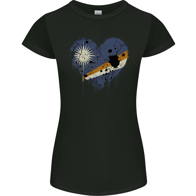 Love Marshall Islands Flag Day Football Womens Petite Cut T-Shirt Black