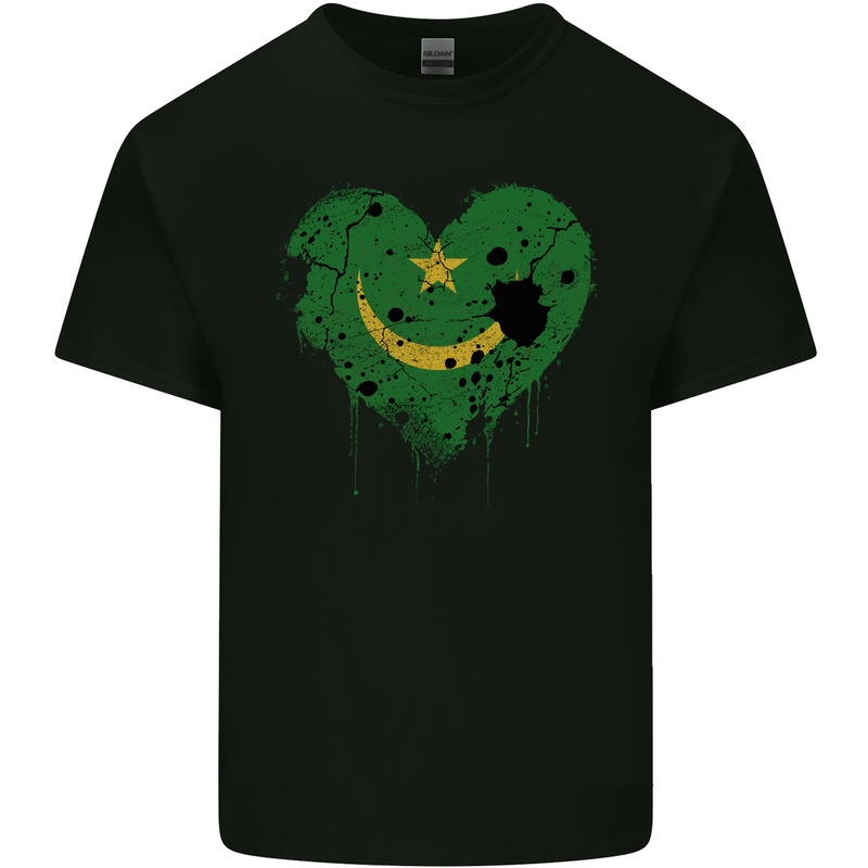 Love Mauritania Flag Mauritanian Day Football Kids T-Shirt Childrens Black