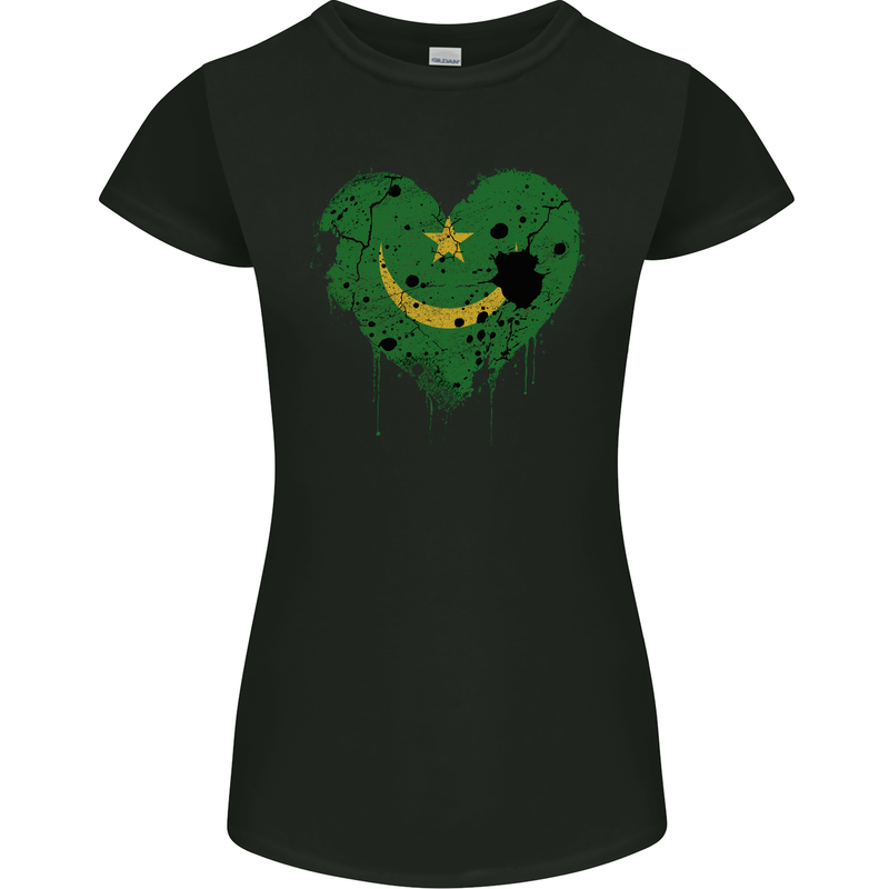 Love Mauritania Flag Mauritanian Day Football Womens Petite Cut T-Shirt Black