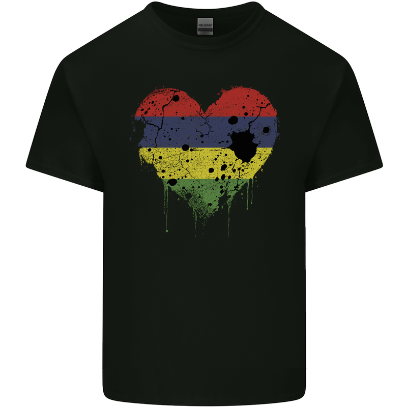 Love Mauritius Flag Mauritians Day Football Kids T-Shirt Childrens Black