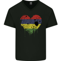 Love Mauritius Flag Mauritians Day Football Mens V-Neck Cotton T-Shirt Black