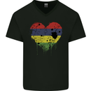 Love Mauritius Flag Mauritians Day Football Mens V-Neck Cotton T-Shirt Black