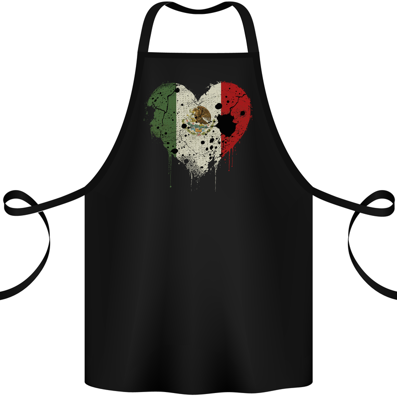 Love Mexico Flag Mexican Day Football Cotton Apron 100% Organic Black