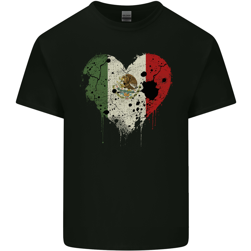 Love Mexico Flag Mexican Day Football Kids T-Shirt Childrens Black