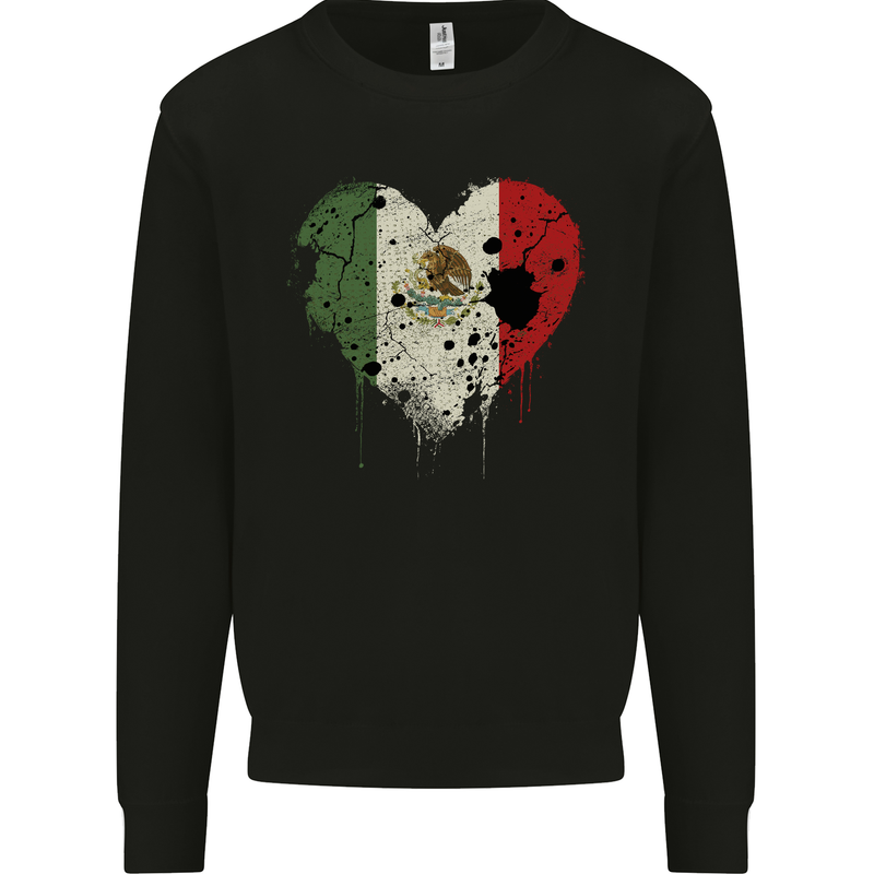 Love Mexico Flag Mexican Day Football Mens Sweatshirt Jumper Black