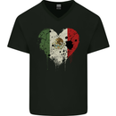 Love Mexico Flag Mexican Day Football Mens V-Neck Cotton T-Shirt Black