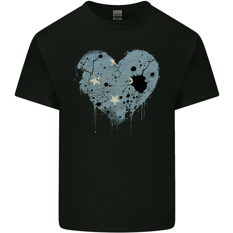 Love Micronesia Flag Micronesian Day Football Mens Cotton T-Shirt Tee Top Black