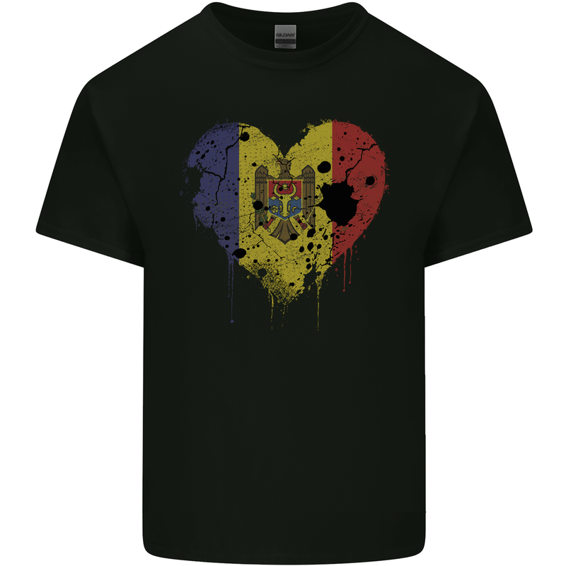 Love Moldova Flag Moldovan Day Football Kids T-Shirt Childrens Black