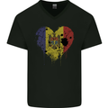 Love Moldova Flag Moldovan Day Football Mens V-Neck Cotton T-Shirt Black